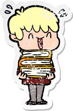 Bir insan tarafından çizilmiş gülen bir çizgi film karakterinin sıkıntılı çıkartması.