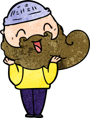 Bir insan tarafından çizilmiş mutlu sakallı adam.