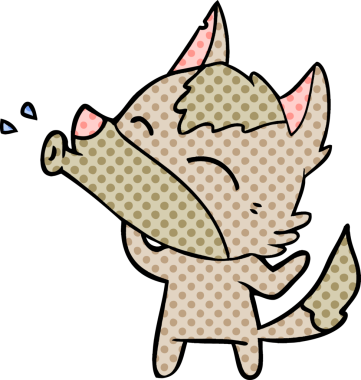 Bir insan tarafından çizilmiş uluyan kurt çizgi filmi.