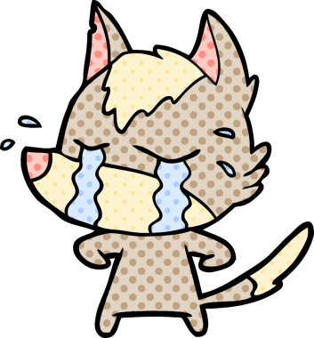 Bir insan tarafından çizilmiş ağlayan kurt çizgi filmi.