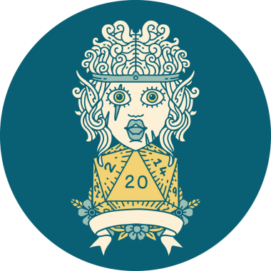 Retro Dövme Tarzı Bir insan tarafından çizilmiş 20 zarlı barbar karakter