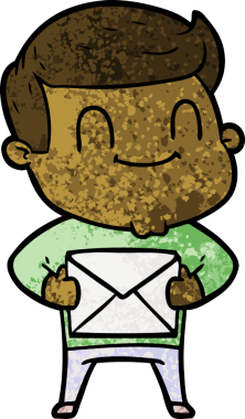 Bir insan tarafından çizilmiş çizgi film dostu bir adam.