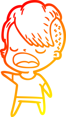 Bir insan tarafından çizilmiş havalı bir hippi kızın sıcak çizgi çizimi.