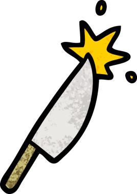 Bir insan tarafından çizilmiş keskin bir bıçak.