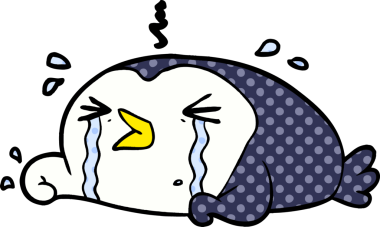 Bir insan tarafından çizilmiş ağlayan penguen çizgi filmi.