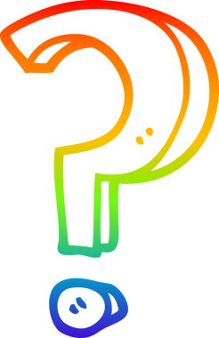 gökkuşağı gradyan çizgi çizimi bir insan tarafından çizilmiş soru işareti