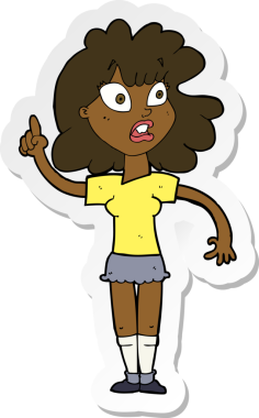 Bir insan tarafından çizilmiş bir karikatür kadının çıkartması.