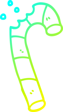 Soğuk gradyan çizgi çizimi bir insan tarafından çizilmiş xmas şeker çubuğu