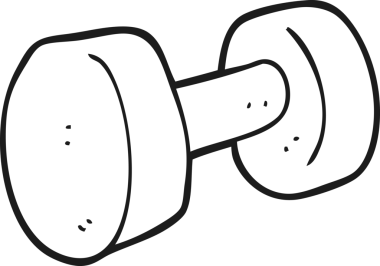 Bir insan tarafından çizilmiş siyah beyaz halterler.