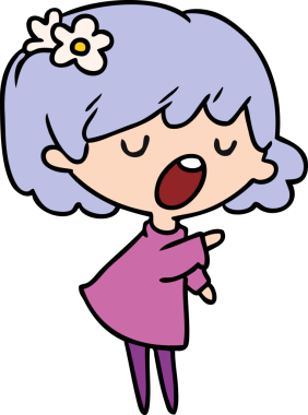 Bir insan tarafından çizilmiş sevimli bir kawai kızının çizgi film çizimi