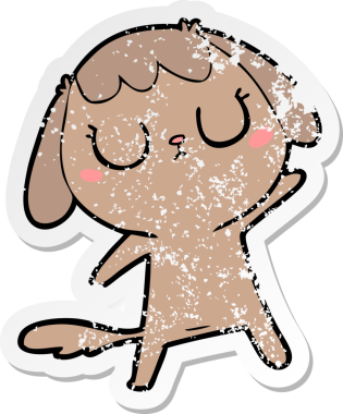 Bir insan tarafından çizilmiş şirin bir köpeğin sıkıntılı çıkartması.