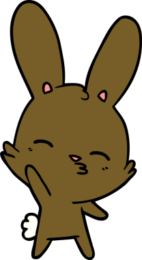 Bir insan tarafından çizilmiş garip sallanan tavşan çizgi filmi.