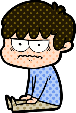 Bir insan tarafından çizilmiş sinirli çizgi film çocuğu.