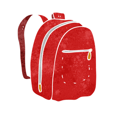 Bir insan tarafından çizilmiş serbest dönüş çizgi film sırt çantası.