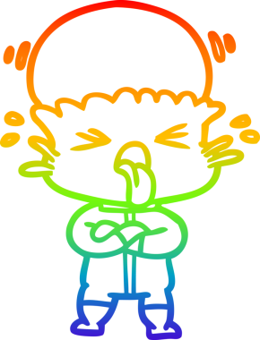 Gökkuşağı gradyanı çizimi bir insan tarafından çizilmiş garip bir uzaylı çizgi filmi.