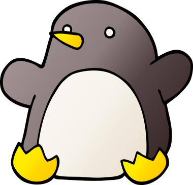 Bir insan tarafından çizilmiş karalama dans eden penguen.