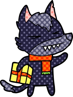 Bir insan tarafından çizilmiş kızgın Noel Kurdu çizgi filmi.