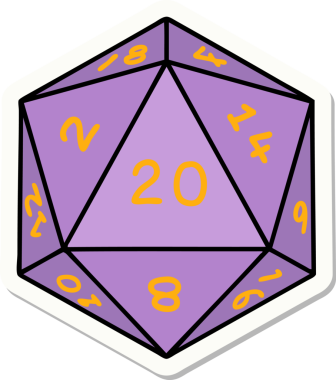 Bir insan tarafından çizilmiş doğal 20 D20 zar etiketi.