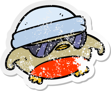 Bir insan tarafından çizilmiş karikatür karikatürünün sıkıntılı etiketi.