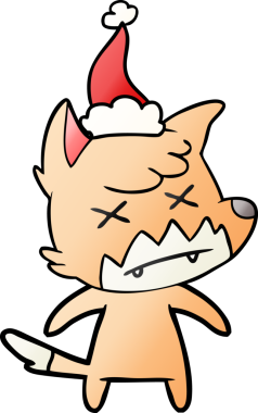 Bir insan tarafından çizilmiş Noel Baba şapkası giymiş ölü bir tilkinin gradyan çizimi.