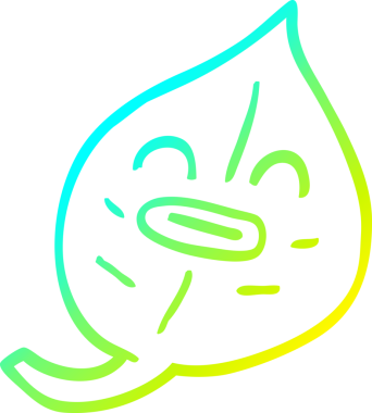 Bir insan tarafından çizilmiş bir çizgi film yaprağının soğuk gradyan çizimi