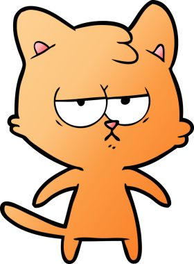 Bir insan tarafından çizilmiş sıkıcı çizgi film kedisi.