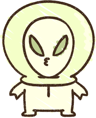 Bir insan tarafından çizilmiş Sevimli Uzaylı Tebeşiri