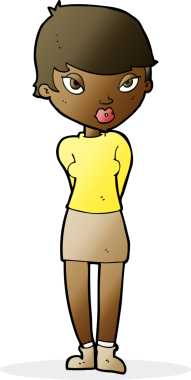 bir insan tarafından çizilmiş utangaç bir kadın.