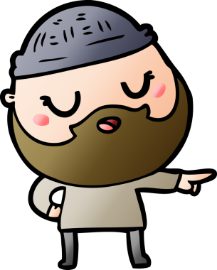 Bir insan tarafından çizilmiş sakallı sevimli bir çizgi film adamı.