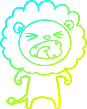 Bir insan tarafından çizilmiş kızgın bir aslanın soğuk çizgi çizimi.