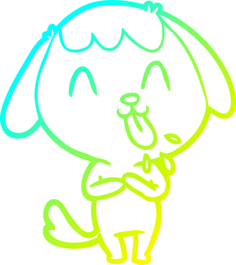 Bir insan tarafından çizilmiş şirin bir çizgi köpeğin soğuk gradyan çizgisi.