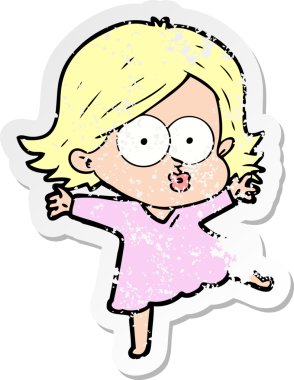 Bir insan tarafından çizilmiş karikatür kızının sıkıntılı çıkartması.