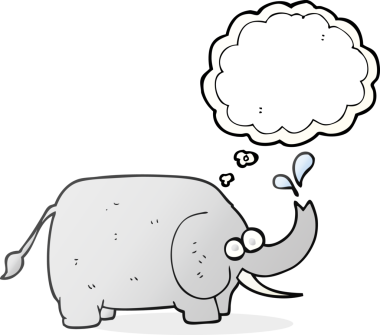 Bir insan tarafından çizilmiş serbest çizim balon karikatür fili.