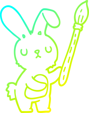 Bir insan tarafından çizilmiş fırçalı çizgi film tavşanı çizimi