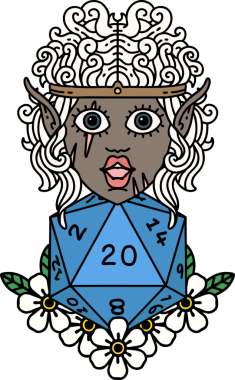 Retro Dövme Tarzı Bir insan tarafından çizilmiş 20 zarlı barbar karakter