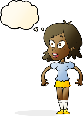 Bir insan tarafından çizilmiş düşünce balonlu bir karikatür.