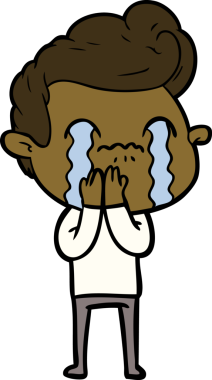 Bir insan tarafından çizilmiş ağlayan çizgi film adamı.