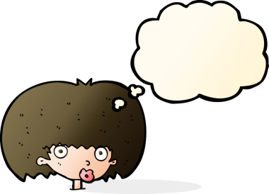 Bir insan tarafından çizilmiş düşünce balonlu bir karikatür.