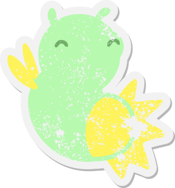 Bir insan tarafından çizilmiş sevimli çizgi film ışıltılı böcek grunge etiketi