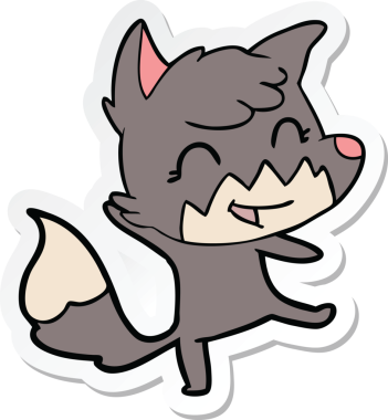 Bir insan tarafından çizilmiş mutlu bir tilkinin çıkartması.