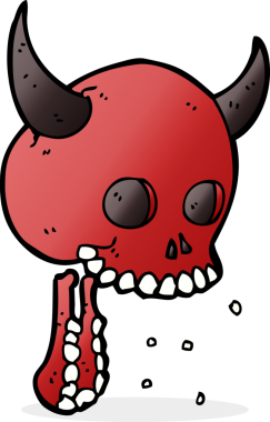 Bir insan tarafından çizilmiş ürkütücü bir kafatası.