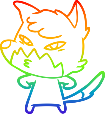 gökkuşağı gradyanı çizimi bir insan tarafından çizilmiş akıllı bir tilki çizgi filmi