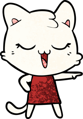 Bir insan tarafından çizilmiş mutlu çizgi film kedisi.