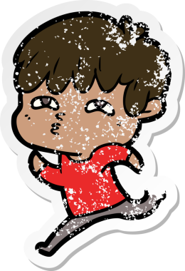 Bir insan tarafından çizilmiş garip bir adamın sıkıntılı çıkartması.