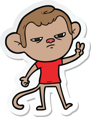 Bir insan tarafından çizilmiş sinir bozucu bir maymunun çıkartması.