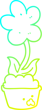 Bir insanın çizdiği karikatür çiçeğinin soğuk gradyan çizgisi.