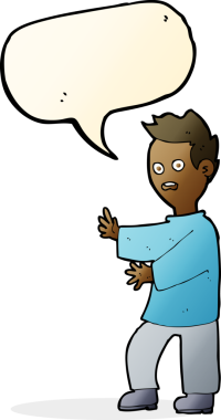 Bir insan tarafından çizilen konuşma baloncuğuyla adamı şok eden çizgi film.