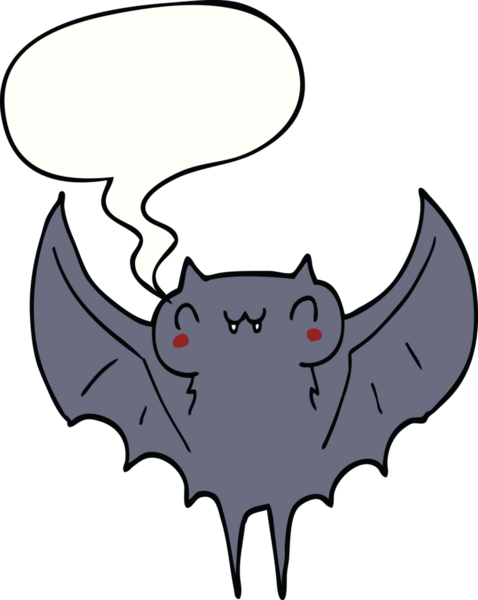Bir insan tarafından çizilmiş konuşma balonlu bir yarasa.