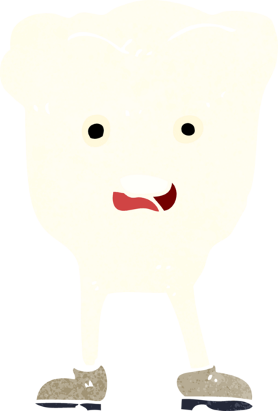 Çizgi film dişleri insan tarafından çizilmiş gibi görünüyor.