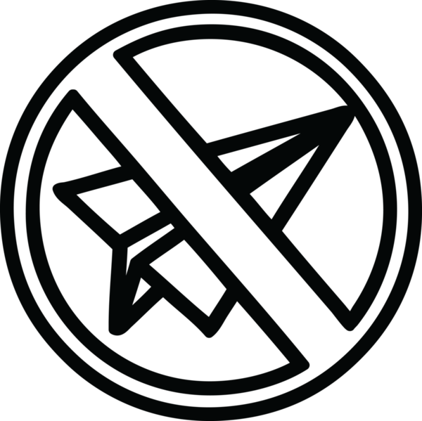 bir insan tarafından çizilmiş kağıt uçak yasağı simgesi